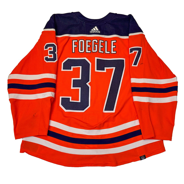 Warren Foegele Edmonton Oilers Game Worn Jersey - 2021-22 Orange Set #2 - U05149