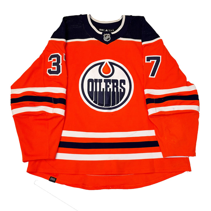 Warren Foegele Edmonton Oilers Game Worn Jersey - 2021-22 Orange Set #2 - U05149