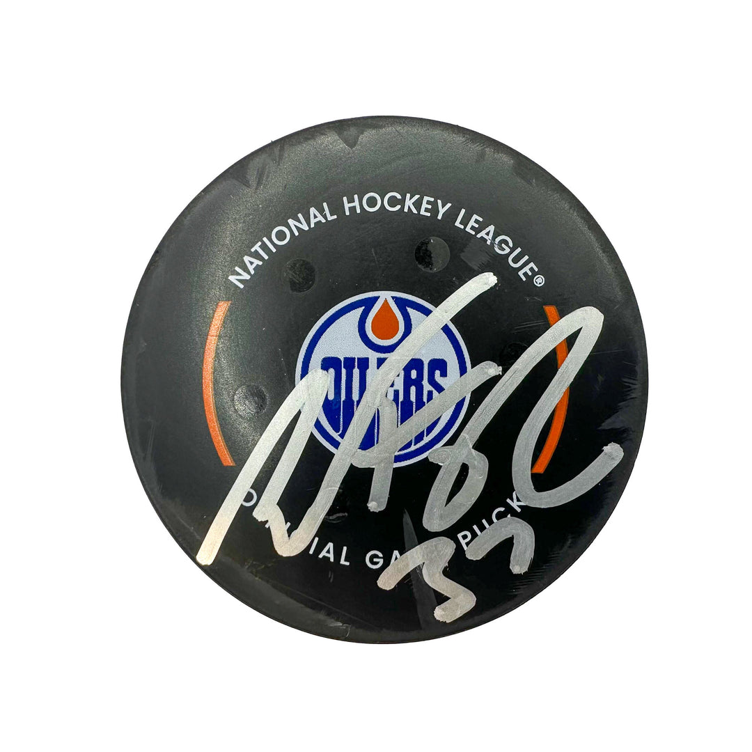 Warren Foegele Edmonton Oilers Autographed Goal Puck - Mar. 16/2024 vs Colorado Avalanche #24537