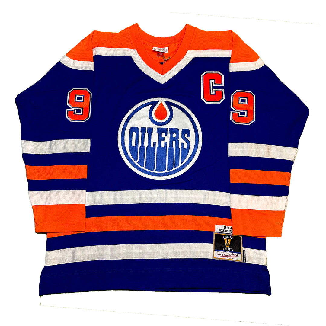 Wayne Gretzky Edmonton Oilers Mitchell & Ness 1986-87 Blue Line Retro Royal Jersey