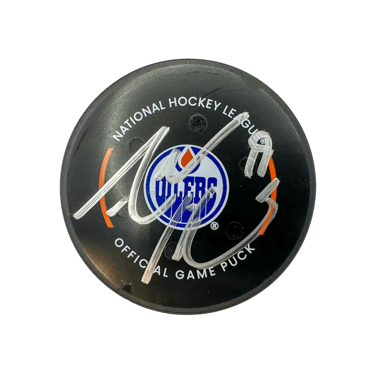 Adam Henrique Edmonton Oilers Autographed Goal Puck - Mar. 28/2024 vs Los Angeles Kings #24548