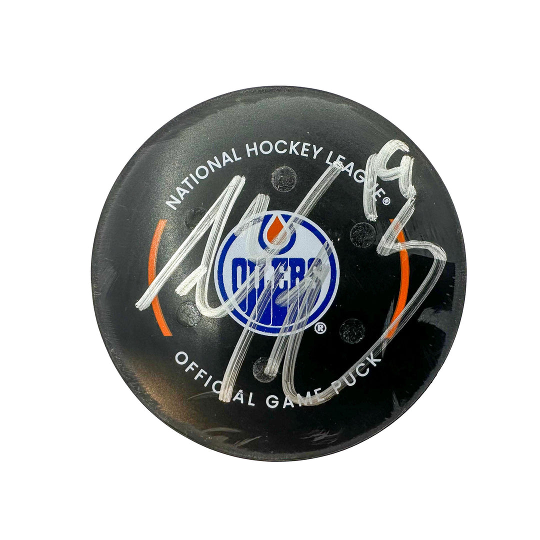 Adam Henrique Edmonton Oilers Autographed Goal Puck - Mar. 30/2024 vs Anaheim Ducks #24551