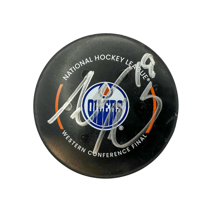 Adam Henrique Edmonton Oilers Autographed Playoff Goal Puck - May. 27/2024 vs Dallas Stars #24600