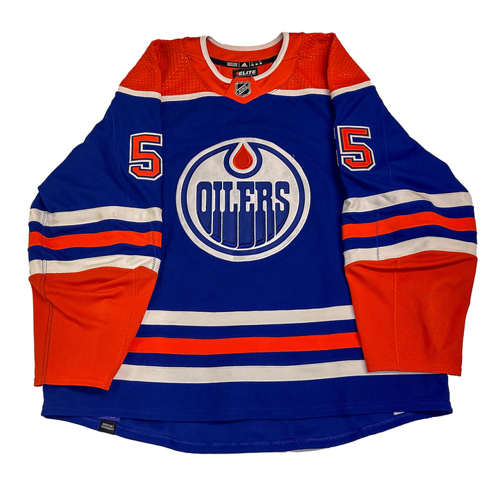 Dylan Holloway Edmonton Oilers Game Worn Jersey - 2023-24 Royal Blue Set #3 - B00449