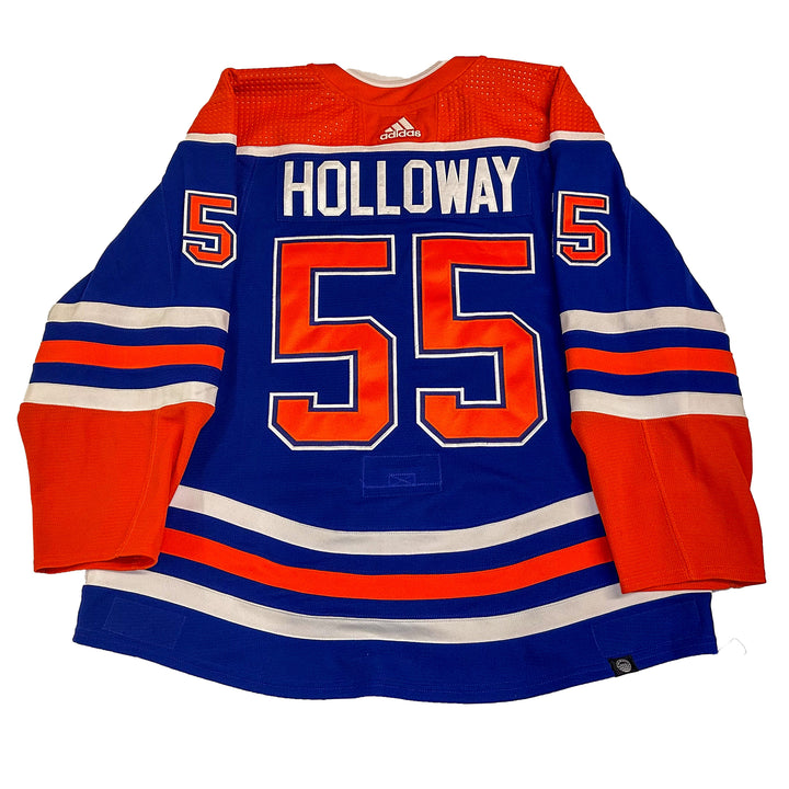 Dylan Holloway Edmonton Oilers Game Worn Jersey - 2023-24 Royal Blue Set #3 - B00449