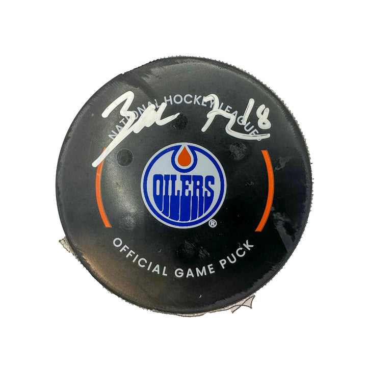 Zach Hyman Edmonton Oilers Preseason Goal Puck - Oct. 6/2023 vs Seattle Kraken #24128