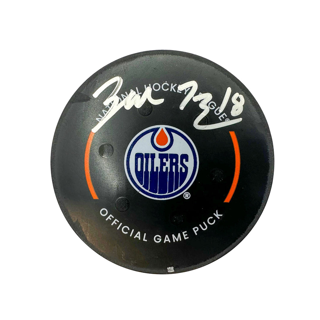 Zach Hyman Edmonton Oilers Autographed Goal Puck - Nov. 4/2023 vs Nashville Predators #24174