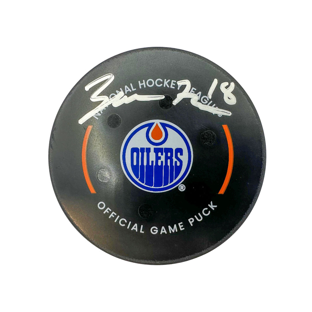 Zach Hyman Edmonton Oilers Autographed Goal Puck - Nov. 26/2023 vs Anaheim Ducks #24197