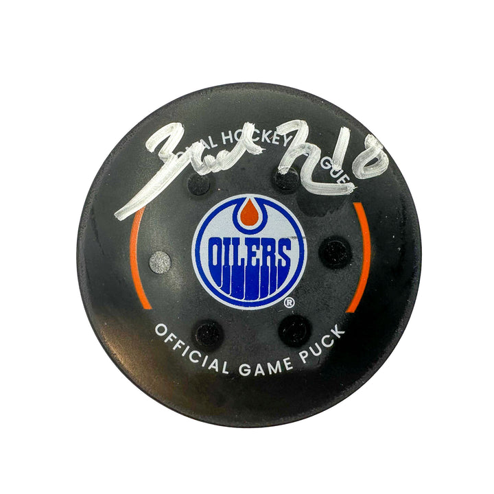 Zach Hyman Edmonton Oilers Autographed Goal Puck - Dec. 12/2023 vs Chicago Blackhawks #24245