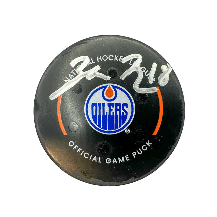 Zach Hyman Edmonton Oilers Autographed Goal Puck - Dec. 14/2023 vs Tampa Bay Lightning #24255