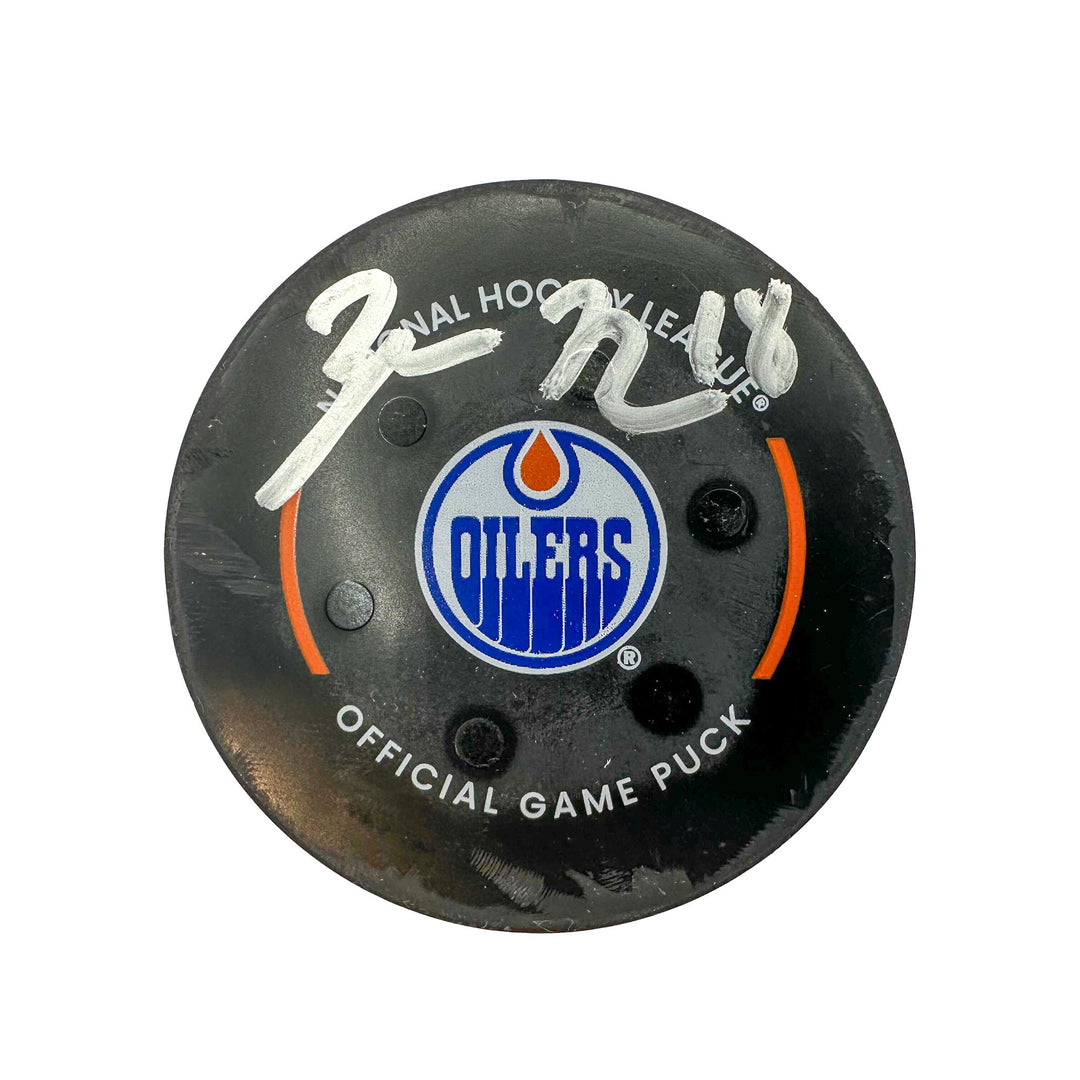 Zach Hyman Edmonton Oilers Autographed Goal Puck - Jan. 2/2024 vs Philadelphia Flyers #24270