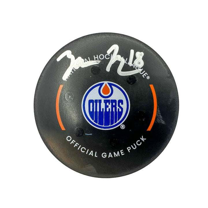 Zach Hyman Edmonton Oilers Autographed Goal Puck - Feb. 23/2024 vs Minnesota Wild #24349