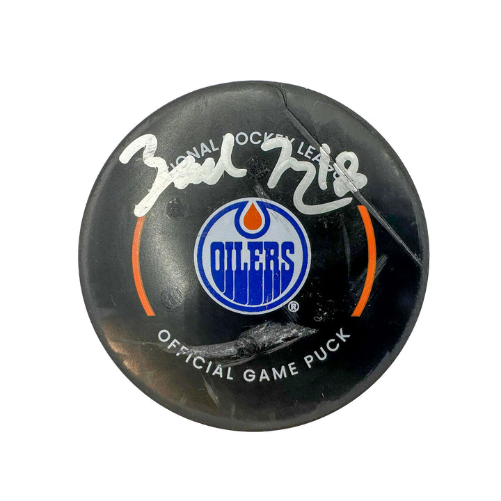 Zach Hyman Edmonton Oilers Autographed Goal Puck - Feb. 24/2024 vs Calgary Flames #24360