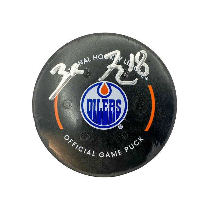 Zach Hyman Edmonton Oilers Autographed Goal Puck - Feb. 28/2024 vs St. Louis Blues #24382