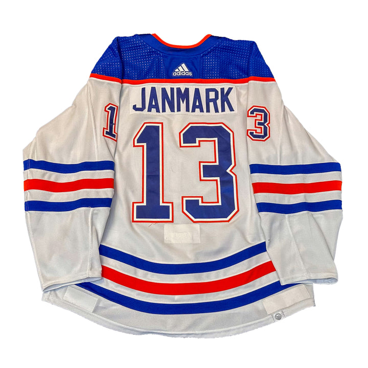 Mattias Janmark Edmonton Oilers Game Worn Jersey - 2023-24 White Set #3 - B00485