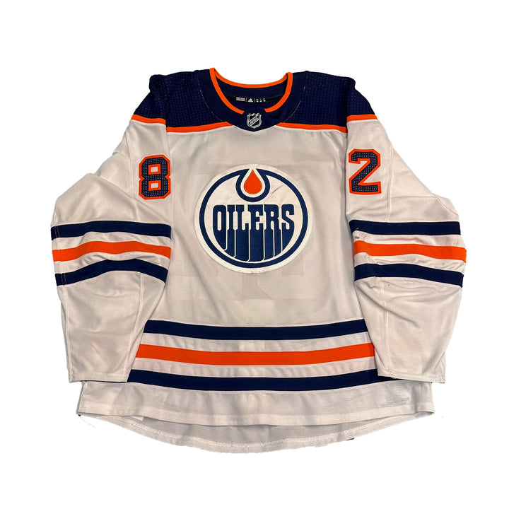 Caleb Jones Edmonton Oilers Game Worn Jersey - 2019-20 White Set #3 - S02802