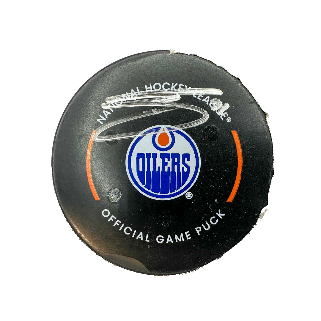 Evander Kane Edmonton Oilers Preseason Goal Puck - Oct. 6/2023 vs Seattle Kraken #24129