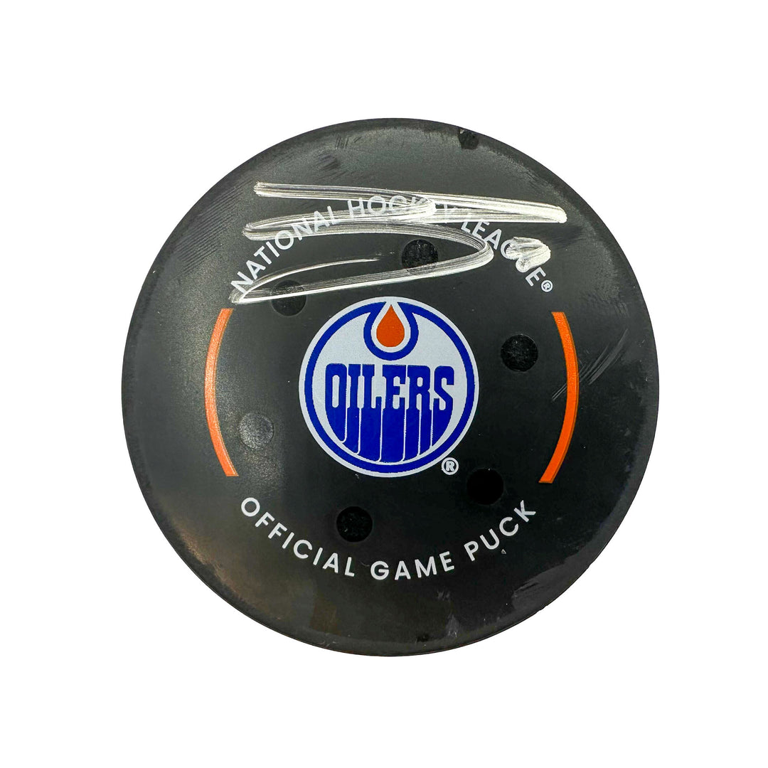 Evander Kane Edmonton Oilers Autographed Goal Puck - Nov. 2/2023 vs Dallas Stars #24163