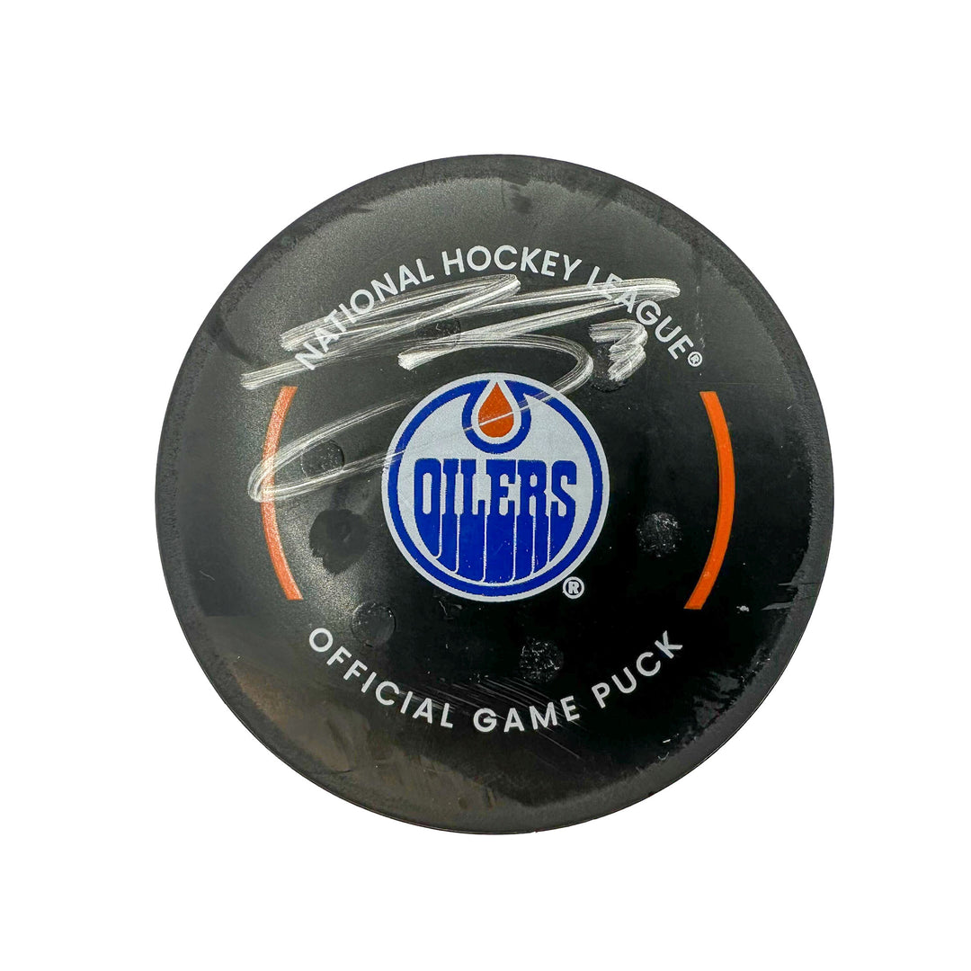 Evander Kane Edmonton Oilers Autographed Goal Puck - Nov. 15/2023 vs Seattle Kraken #24185