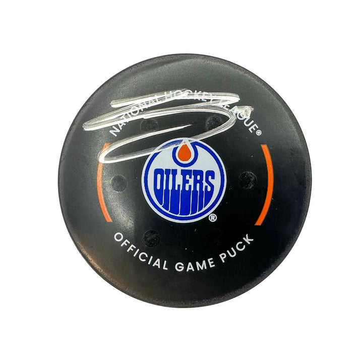 Evander Kane Edmonton Oilers Autographed Goal Puck - Nov. 15/2023 vs Seattle Kraken #24186