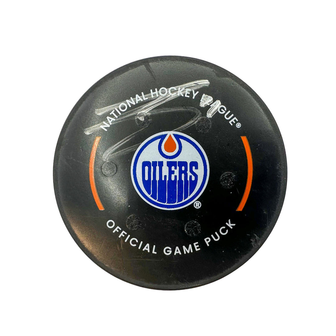 Evander Kane Edmonton Oilers Autographed Goal Puck - Nov. 26/2023 vs Anaheim Ducks #24194