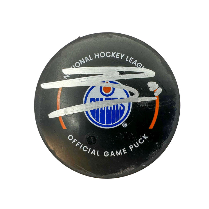 Evander Kane Edmonton Oilers Autographed Goal Puck - Dec. 10/2023 vs New Jersey Devils #24237