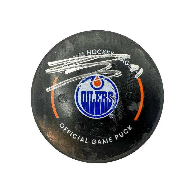 Evander Kane Edmonton Oilers Autographed Goal Puck - Jan. 23/2024 vs Columbus Blue Jackets #24303