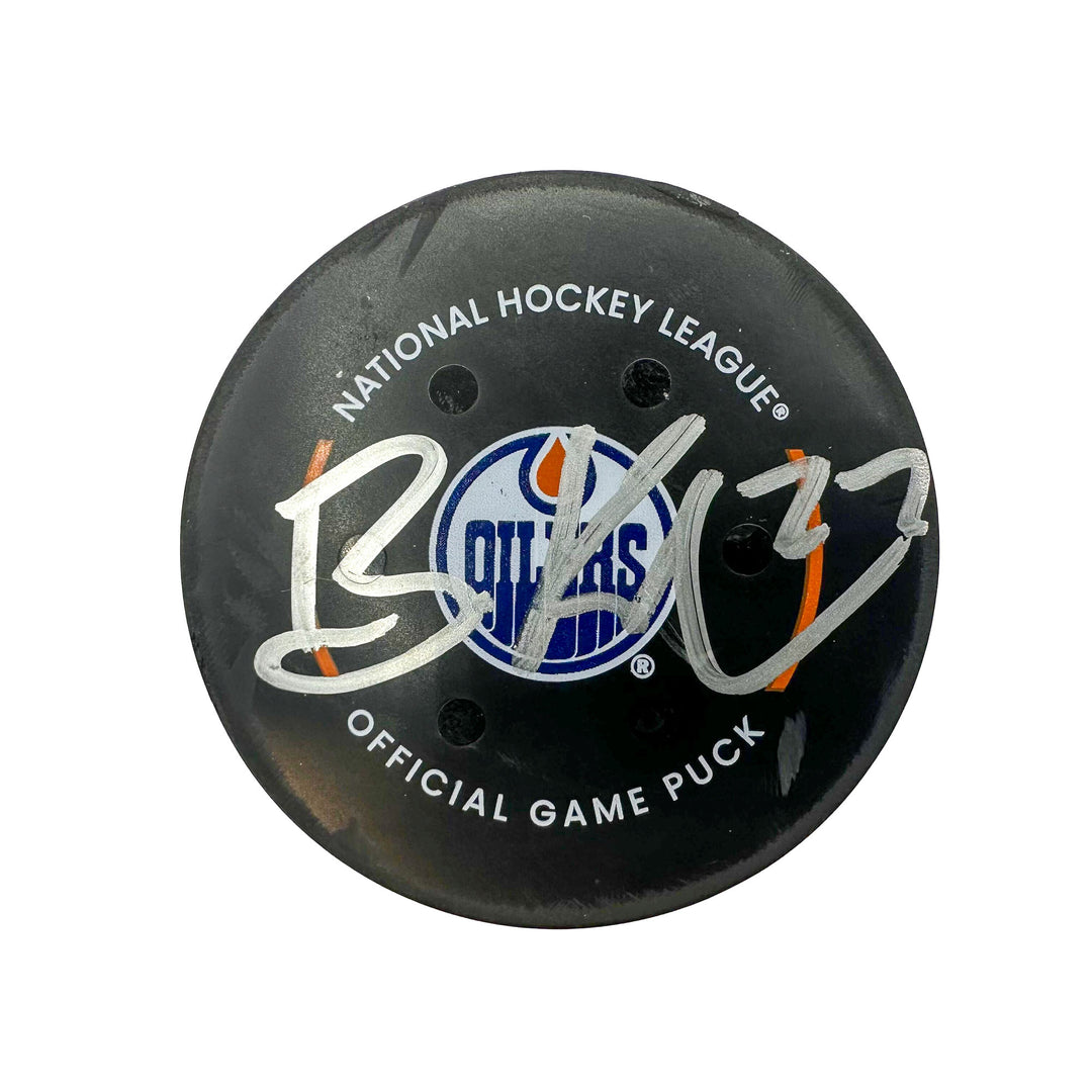 Brett Kulak Edmonton Oilers Autographed Playoff Goal Puck - Apr. 24/2024 vs Los Angeles Kings #24580