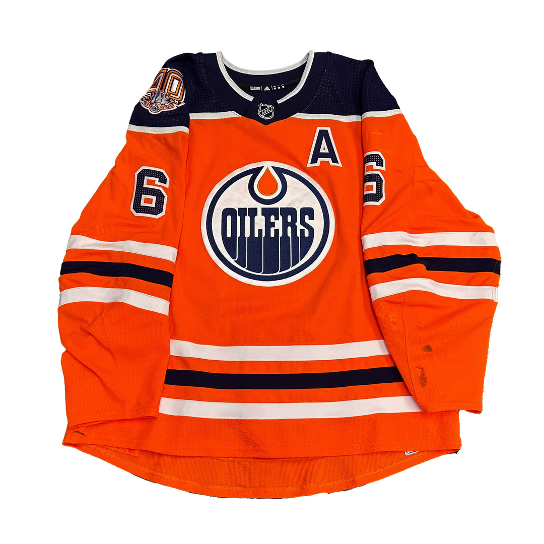 Adam Larsson Edmonton Oilers Game Worn Jersey - 2018-19 Orange Set #3 - R02358