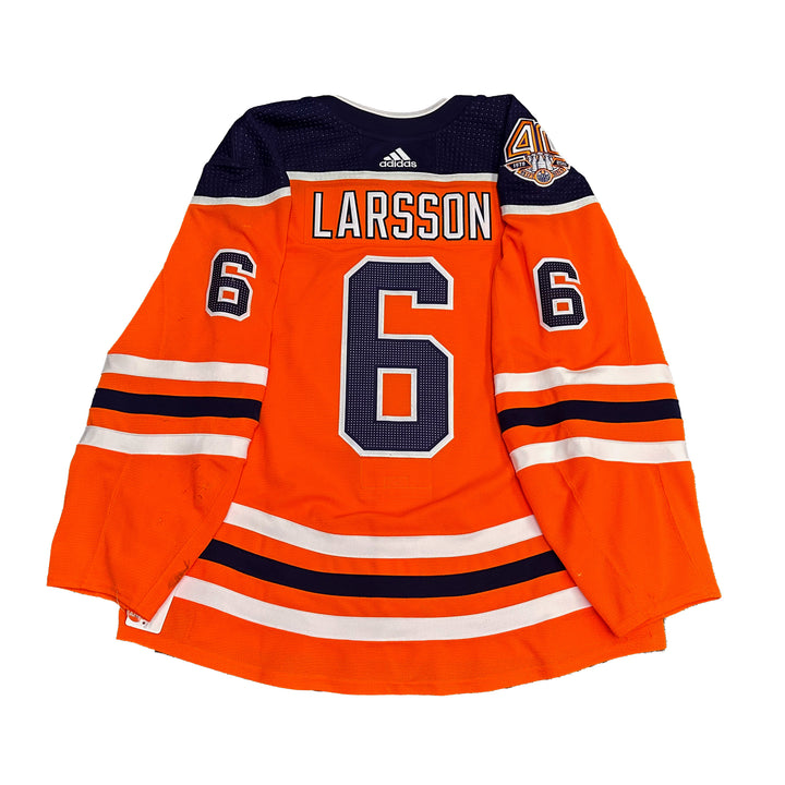 Adam Larsson Edmonton Oilers Game Worn Jersey - 2018-19 Orange Set #3 - R02358