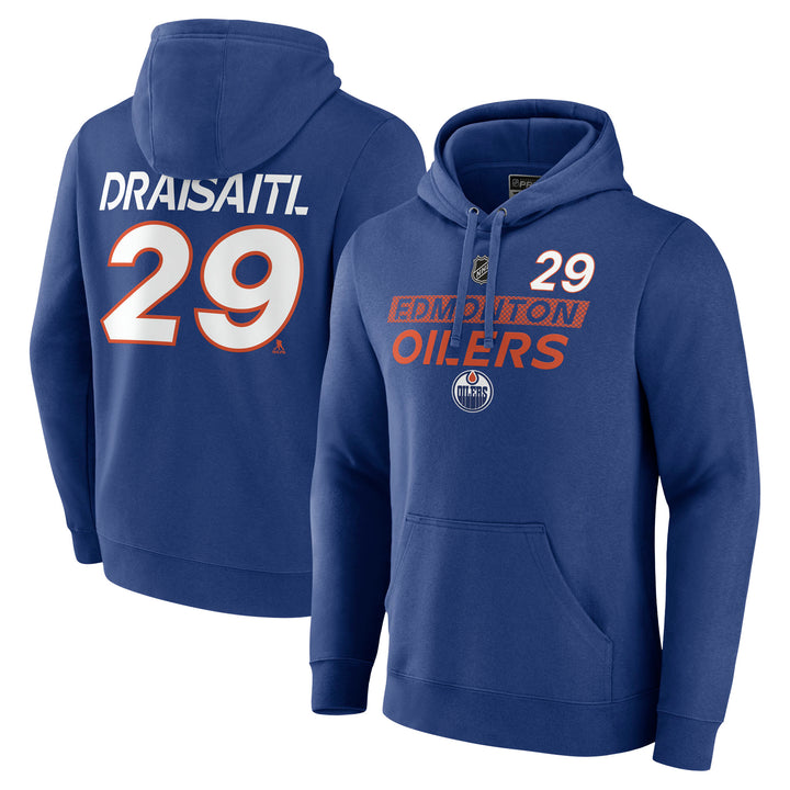 Leon Draisaitl Edmonton Oilers 2024-25 Fanatics Authentic Pro Blue Name & Number Hoodie