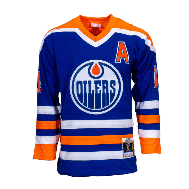 Mark Messier Edmonton Oilers Mitchell & Ness 1986-87 Blue Line Retro Royal Jersey