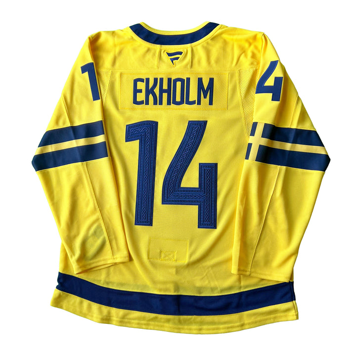 Mattias Ekholm Team Sweden 2025 4 Nations Face-Off Fanatics Premium Yellow Jersey