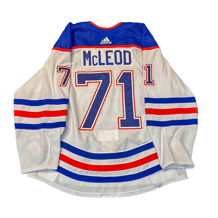 Ryan McLeod Edmonton Oilers Game Worn Jersey - 2023-24 White Set #3 - B00497