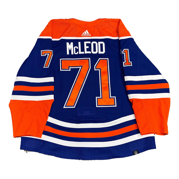 Ryan Mcleod Edmonton Oilers Game Worn Jersey 2023 24 Royal Blue Set