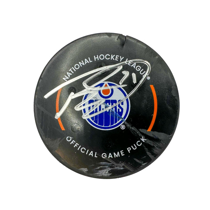 Ryan McLeod Edmonton Oilers Autographed Goal Puck - Mar. 3/2024 vs Pittsburgh Penguins #24391