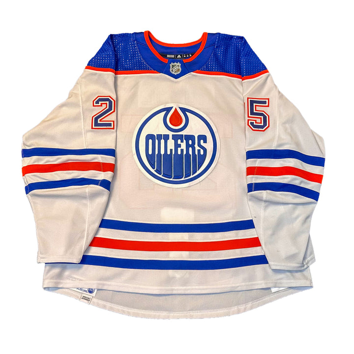 Darnell Nurse Edmonton Oilers Game Worn Jersey - 2023-24 White Set #3 - B00489