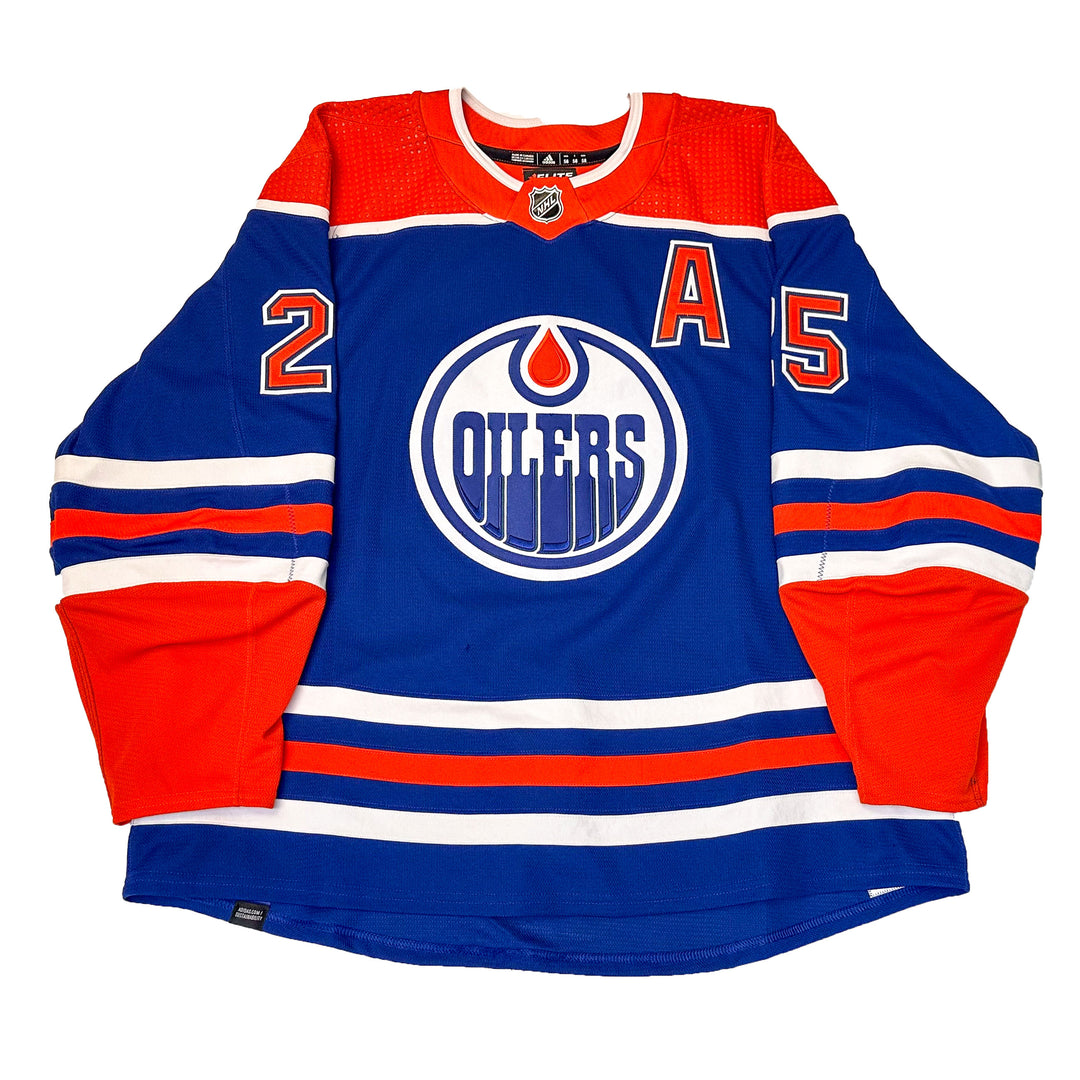 Darnell Nurse Edmonton Oilers Game Worn Jersey - 2023-24 Playoffs Royal Blue Set #1 - B00528