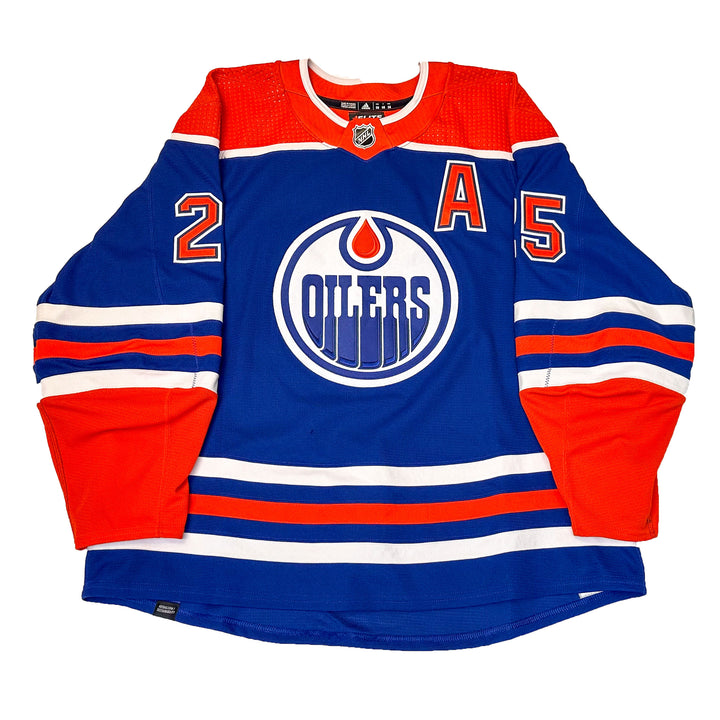 Darnell Nurse Edmonton Oilers Game Worn Jersey - 2023-24 Playoffs Royal Blue Set #1 - B00528