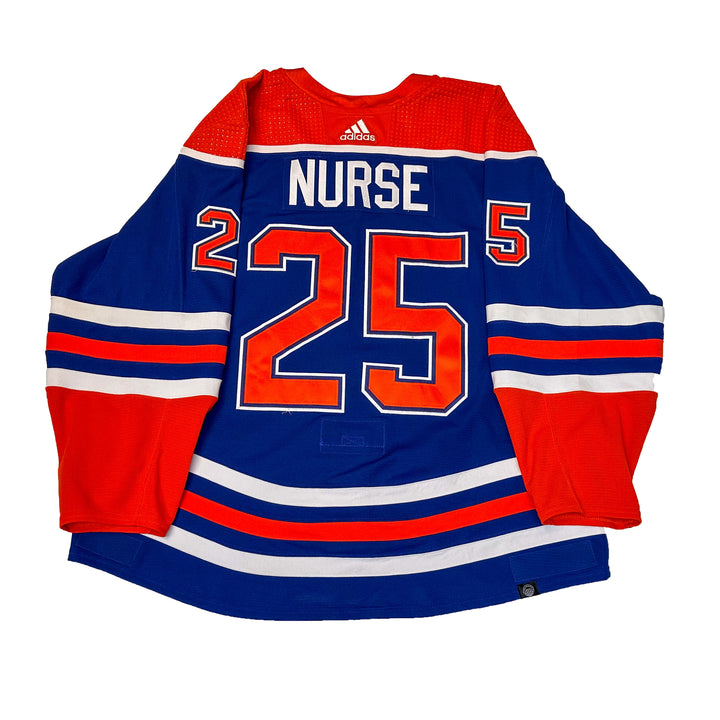 Darnell Nurse Edmonton Oilers Game Worn Jersey - 2023-24 Playoffs Royal Blue Set #1 - B00528