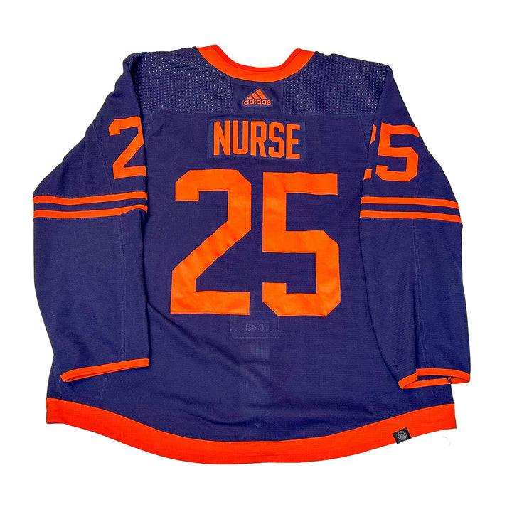 Darnell Nurse Edmonton Oilers Game Worn Jersey - 2021-22 Navy Set #1 - U05774