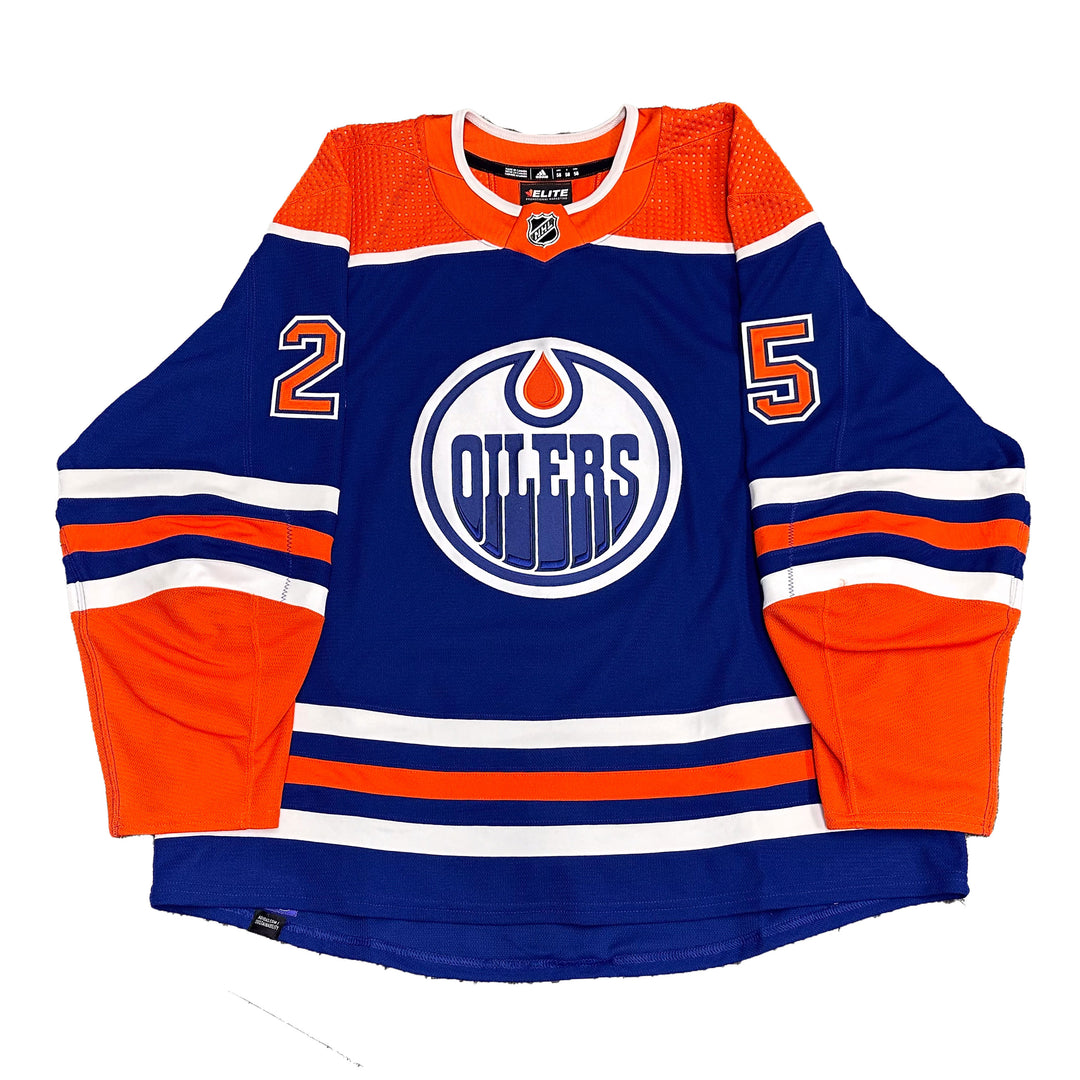 Darnell Nurse Edmonton Oilers Game Worn Jersey - 2023-24 Playoffs Royal Blue Set #2 - B00583