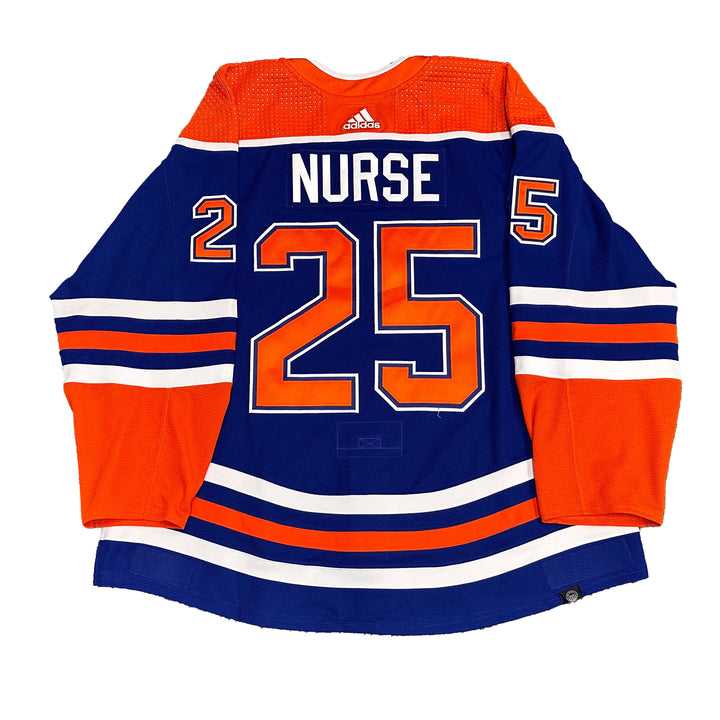 Darnell Nurse Edmonton Oilers Game Worn Jersey - 2023-24 Playoffs Royal Blue Set #2 - B00583