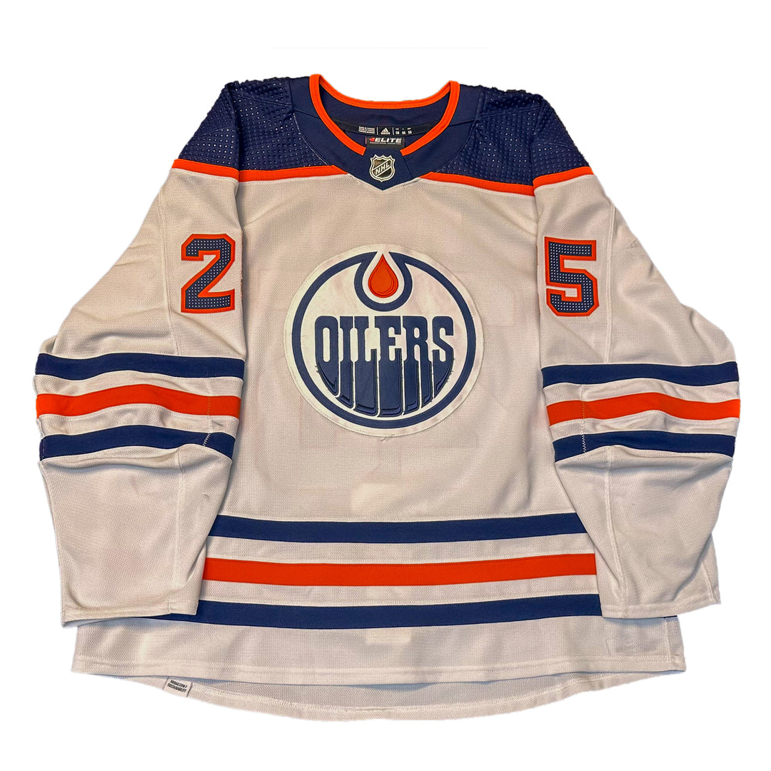 Darnell Nurse Edmonton Oilers Game Worn Jersey - 2021-22 White Set #1 - U05750