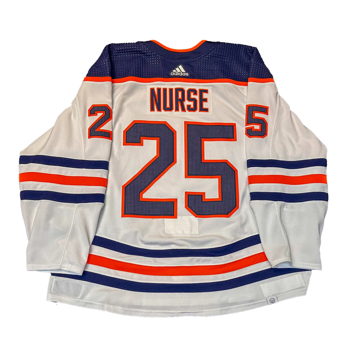 Darnell Nurse Edmonton Oilers Game Worn Jersey - 2021-22 White Set #1 - U05750