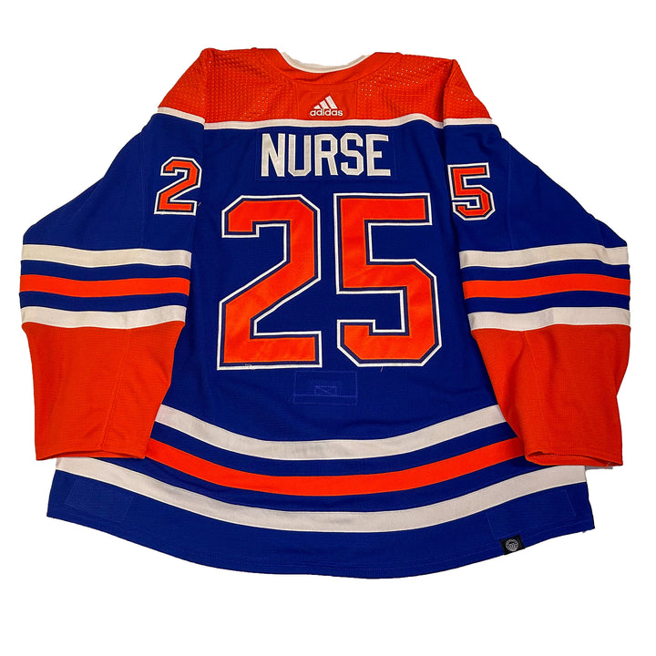 Darnell Nurse Edmonton Oilers Game Worn Jersey - 2023-24 Royal Blue Set #3 - B00442