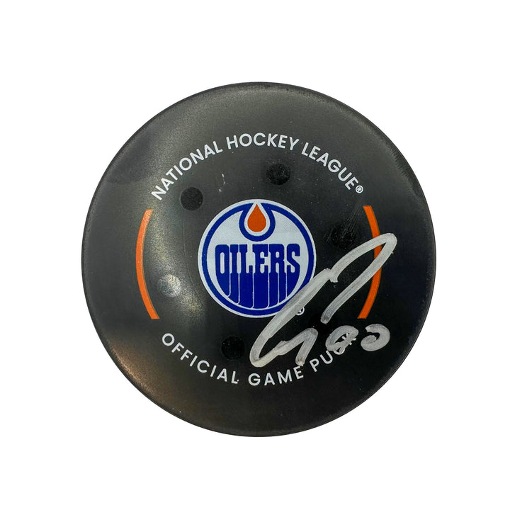 Corey Perry Edmonton Oilers Autographed Goal Puck - Feb. 21/2024 vs Boston Bruins #24339