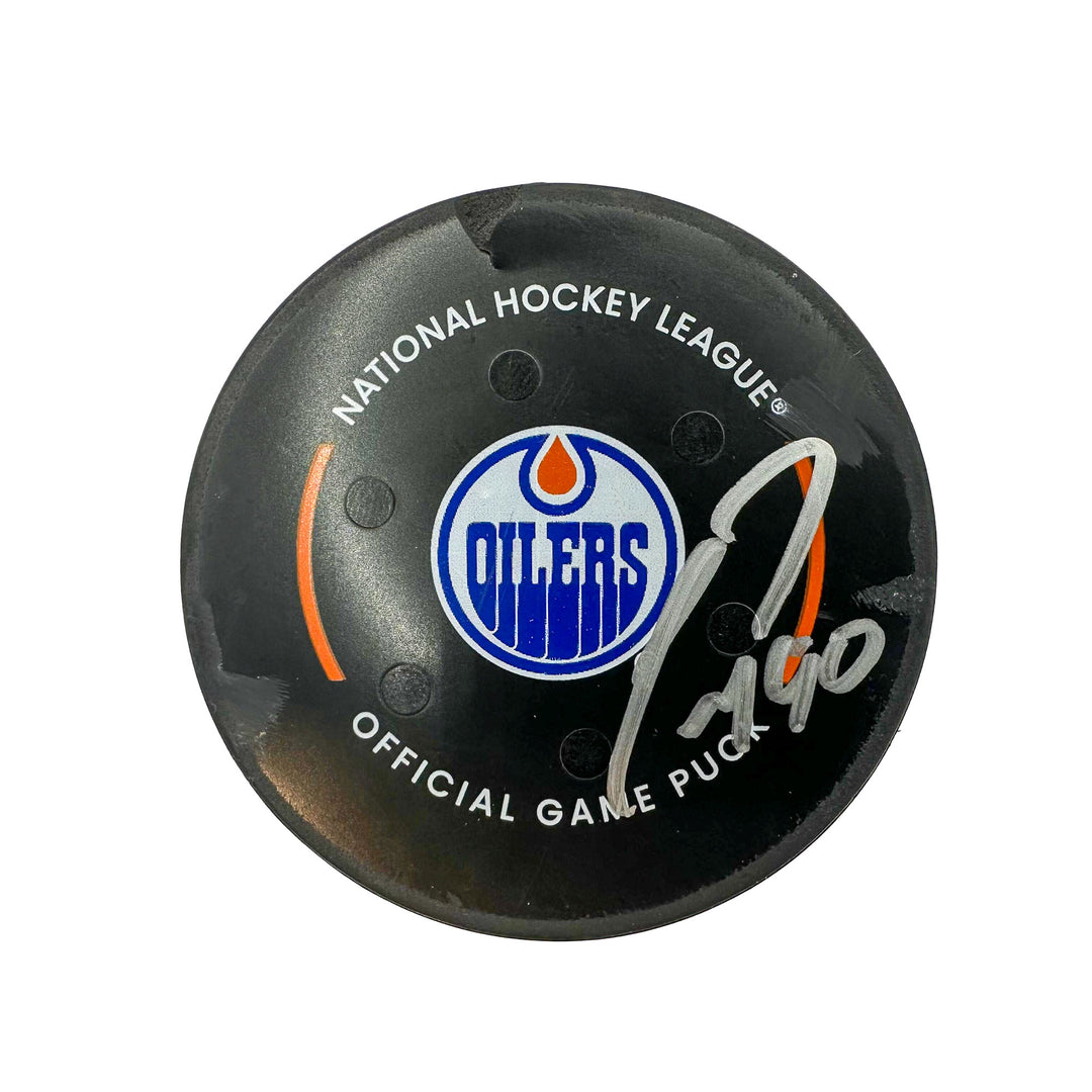 Corey Perry Edmonton Oilers Autographed Goal Puck - Mar. 3/2024 vs Pittsburgh Penguins #24389