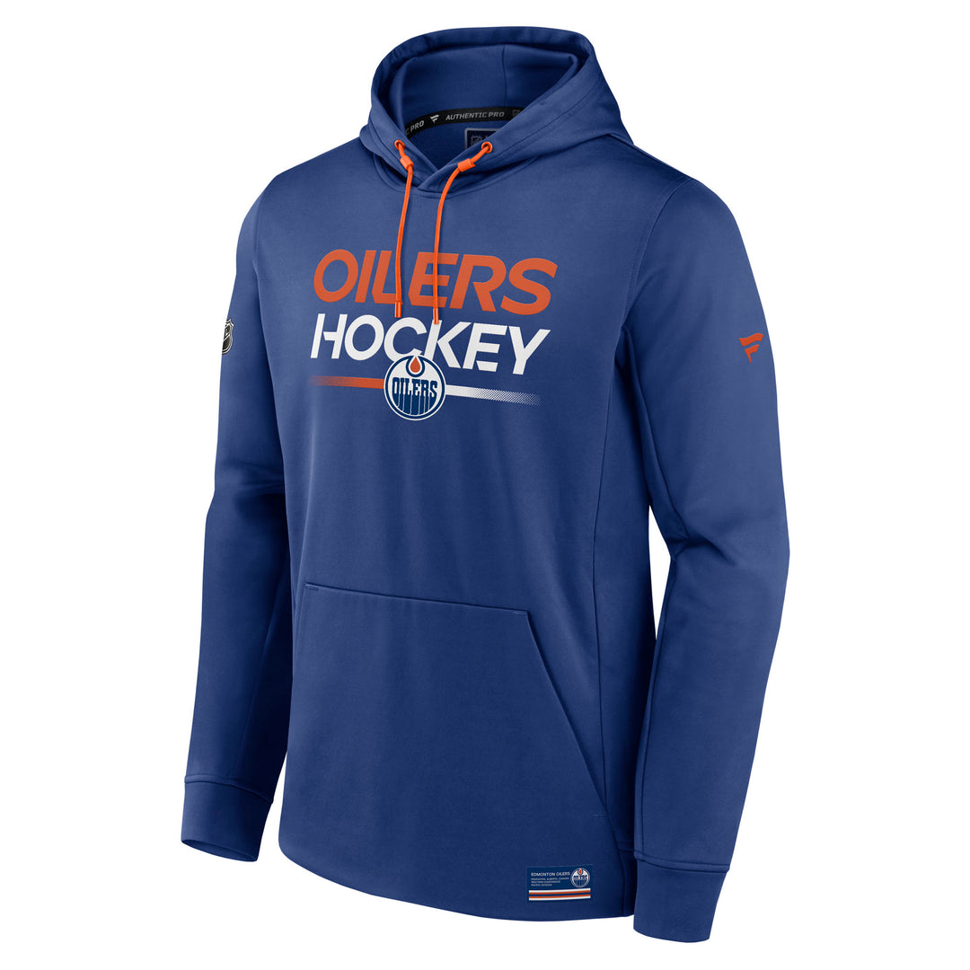 NHL Edmonton Oilers Hockey Fleece 1/4 Zip Pullover Shirt HG Blue Gray Men L  XL
