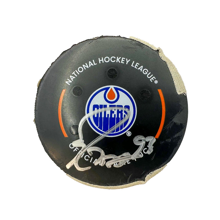 Ryan Nugent-Hopkins Edmonton Oilers Autographed Preseason Goal Puck - Sept. 27/2023 vs Vancouver Canucks #24118